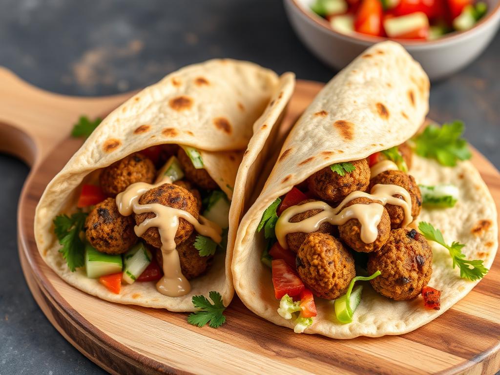 Baked falafel wraps