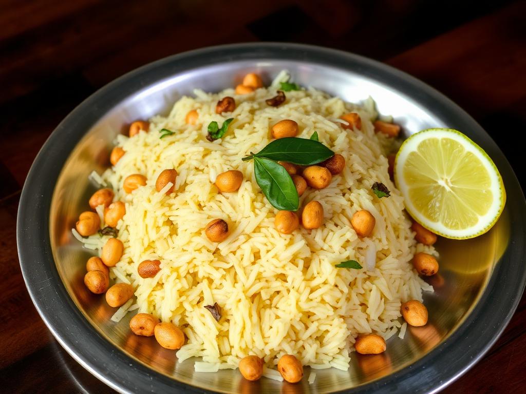 Poha with peanuts & sprouts