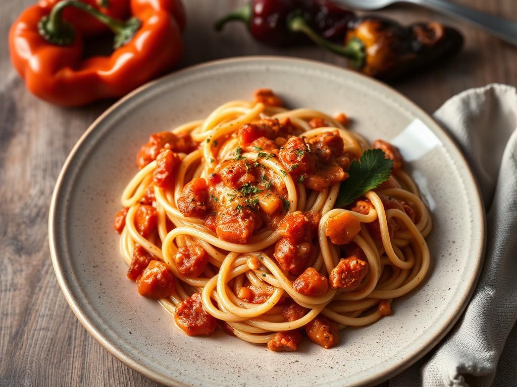 Roasted red pepper pasta